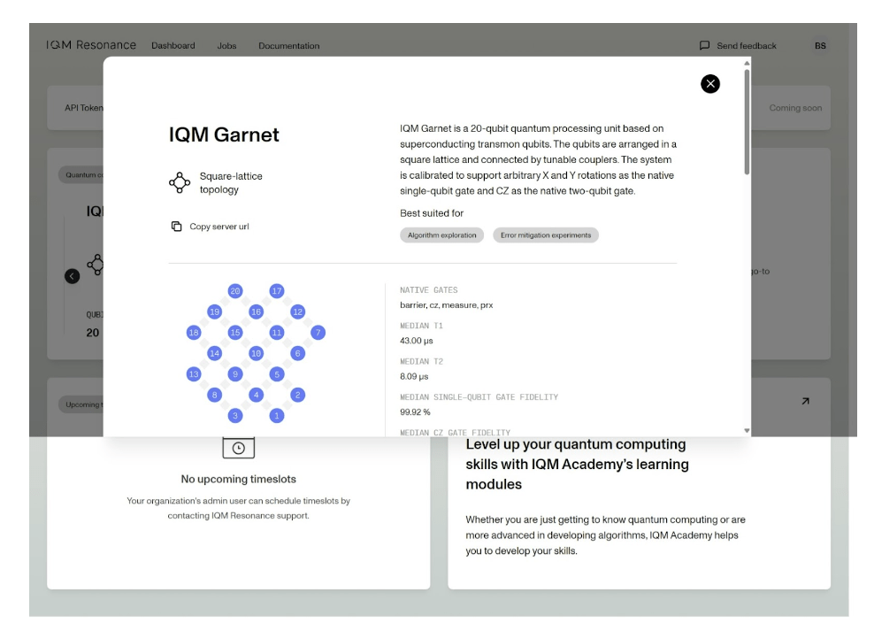 A photo of the IQM Garnet part of the IQM Resonance software package, a quantum computing platform used for computing research.